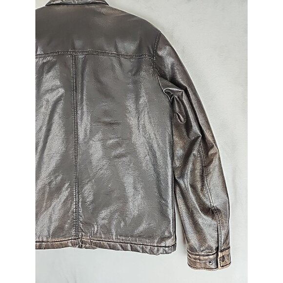 Levi's Aviator Bomber Jacket Men's Size Large Brown Faux Leather Sherpa Lined - Picture 11 of 13